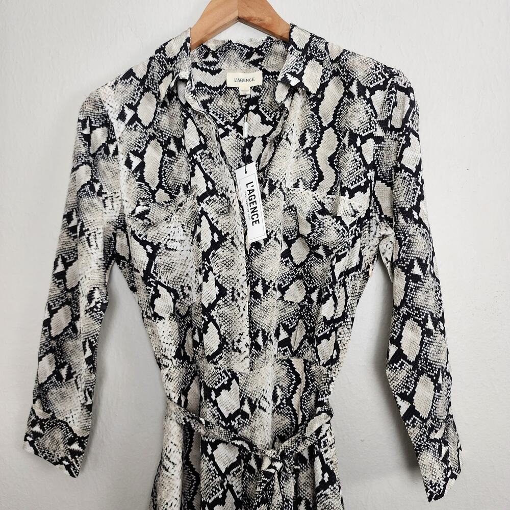 L'Agence Teddy 100% Silk Python Snake Print Wide … - image 3